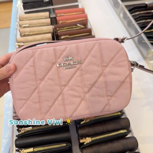 NWT COACH CBR08 Mini Jamie Camera Bag Quilting Denim Leather Crossbody Pink